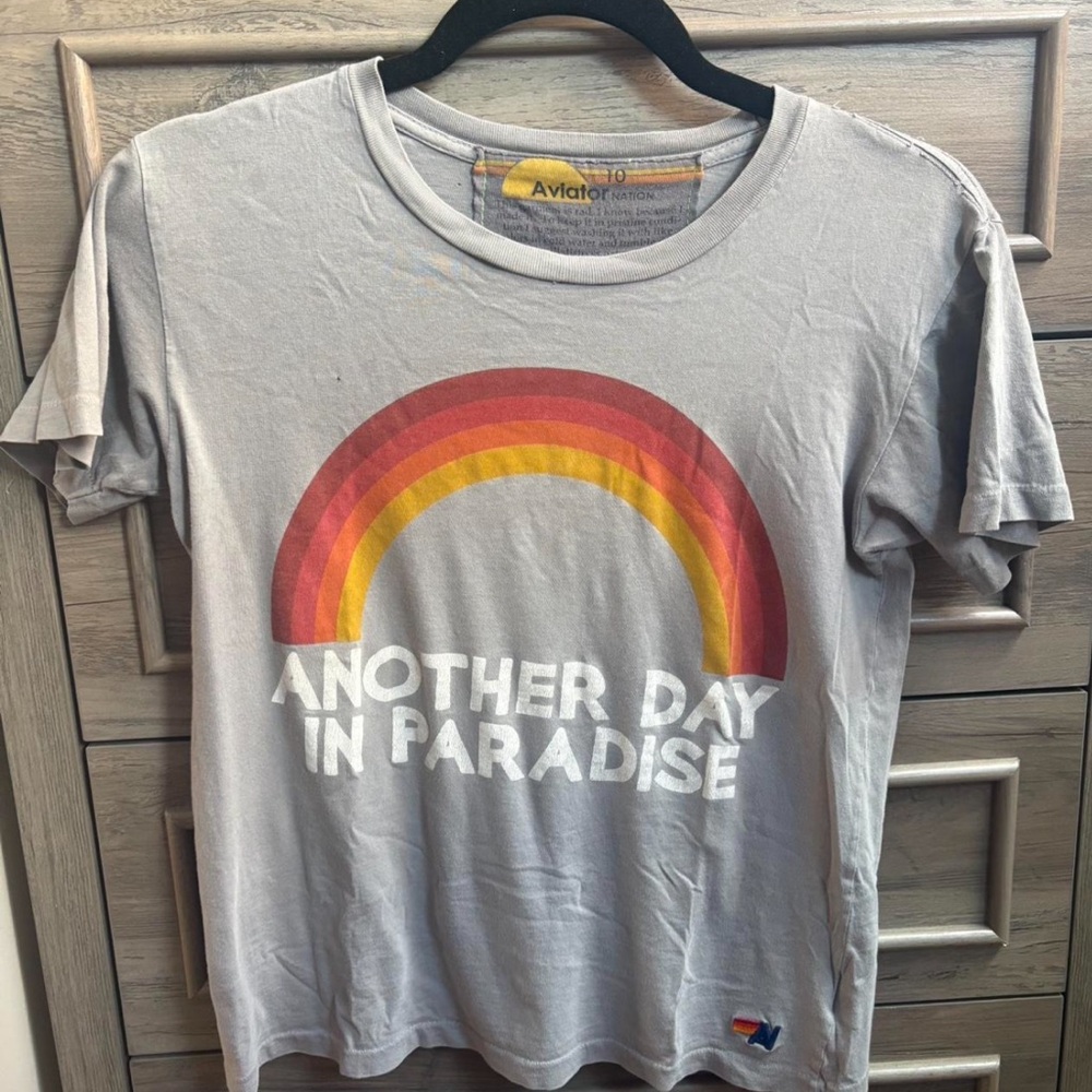 Aviator Nation Gray Tee with Yellow Accent
